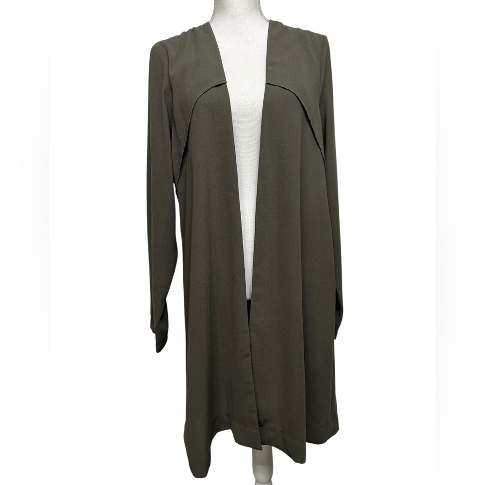 VALETTE / Olive Green Open Light Jacket / Large / Bohemian Office Casual